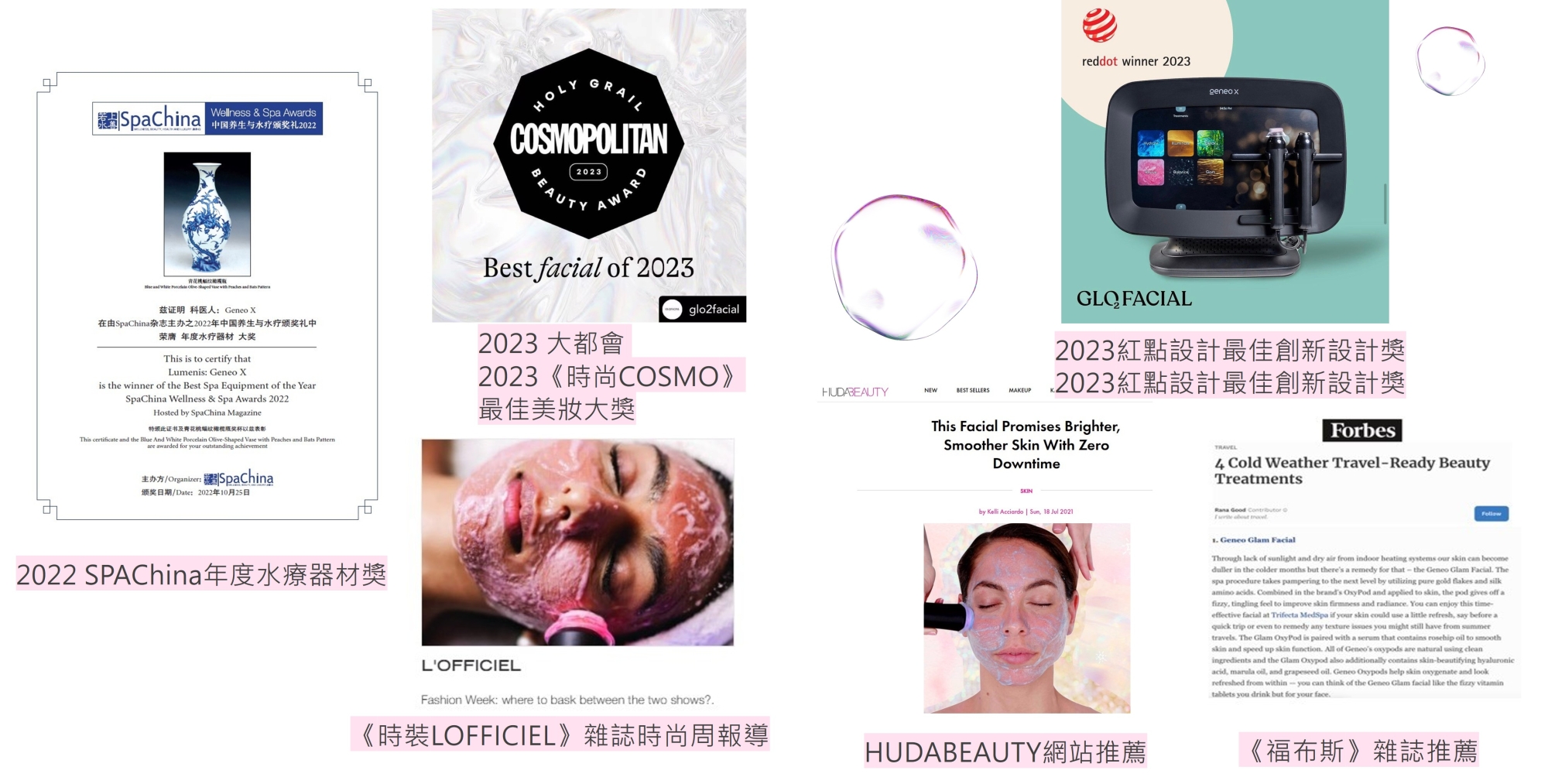 geneoX_氧氣嫩膚_活氧泡泡_2023 年《柯夢波丹》「最佳美妝大獎」_2024年《ELLE 時尚雜誌》「年度最佳美容儀器大賞」